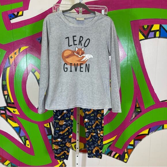 Bobbie Brooks Sleepwear, No Fox Given, Fleece Pajama Set. Size Medium. - Picture 1 of 10